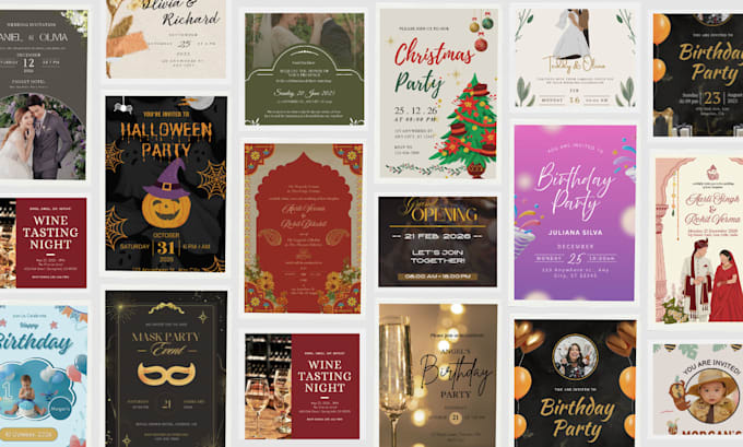 design wedding, birthday invitation, greeting card and animated invite