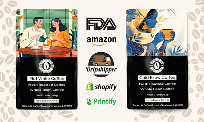 create custom coffee packaging, coffee label designs