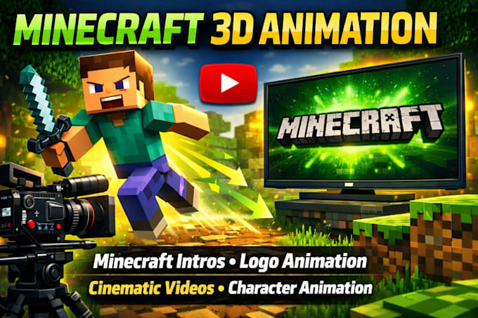 Build a minecraft 3d intros, logo, cinematic videos, character ...