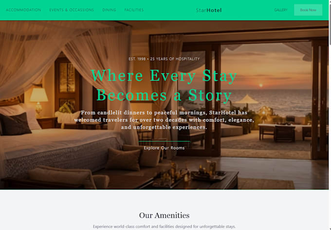 design a professional, responsive hotel website
