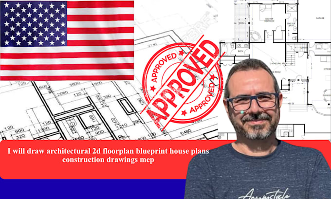 draw architectural 2d floorplan blueprint house plans construction drawings mep