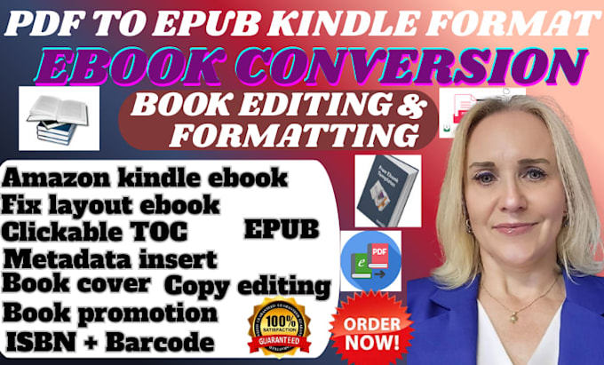 do ebook conversion from PDF, word, indesign into epub, kindle kpf, mobi