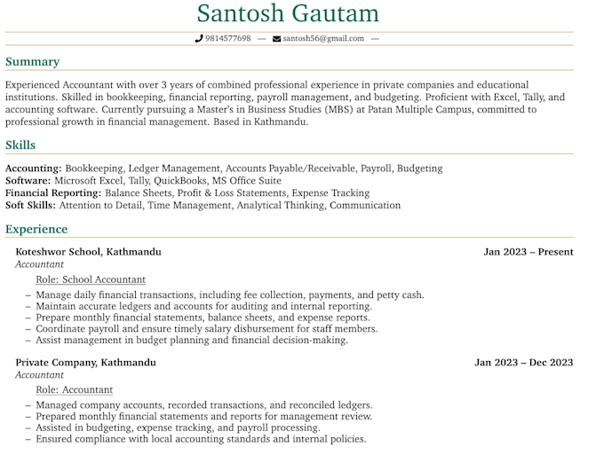 create, edit and format a professional resume or CV