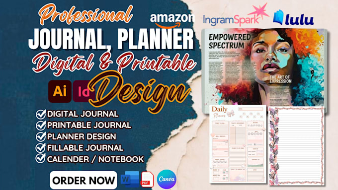 design canva printable journal, digital fillable journal planner, canva workbook