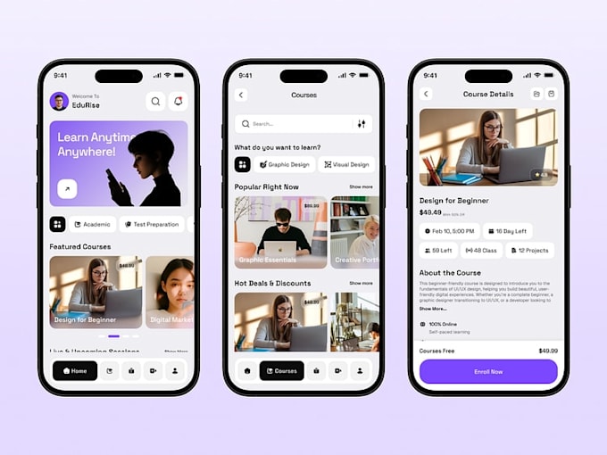 develop elearning app lms app kid learning app online course app educational app