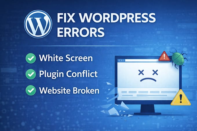 fix wordpress error, white screen, or broken site