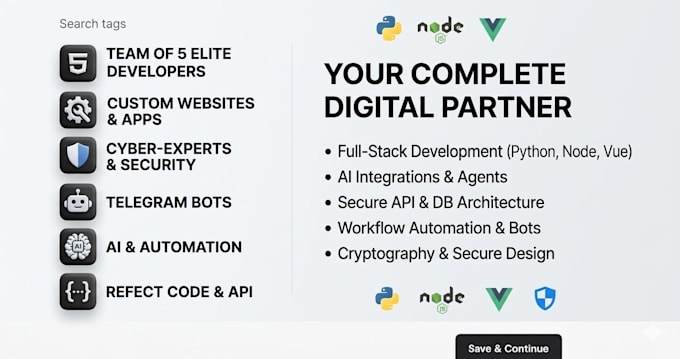 build a professional full stack web application using python node js and vue