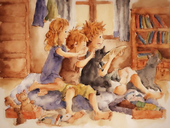 create professional educational children book illustrations