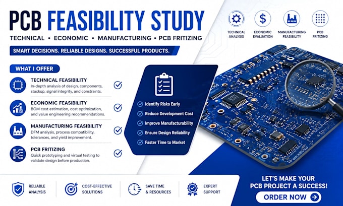 do pcb feasibility study for technical, economic, manufacturing, pcb fritizing