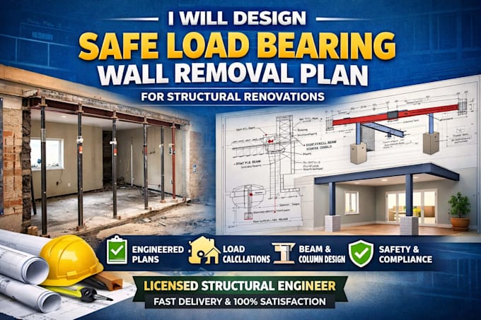 design safe load bearing wall removal plans for structural renovations