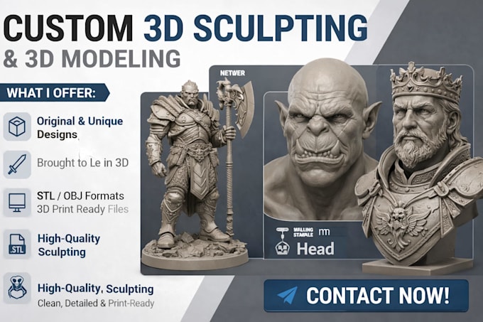 sculpt 3d head bust, statues, bust model, 3d face model for 3d printing