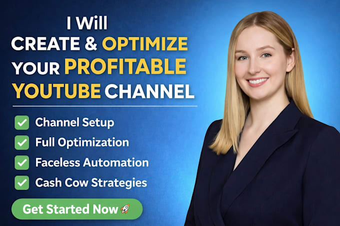 create and setup a fully optimized profitable youtube channel