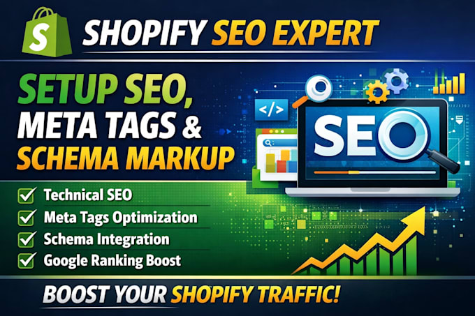 setup shopify SEO, meta tags, schema markup and technical
