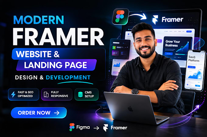 Design a modern framer website, saas landing page or convert figma to ...