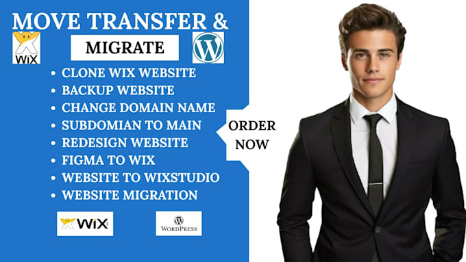 move, transfer, migrate wix to wordpress website bluehost hostinger ionos