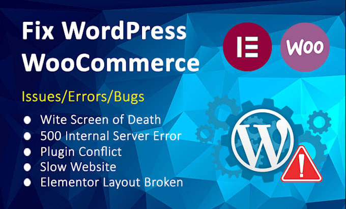 fix wordpress bugs, woocommerce errors, and elementor issues