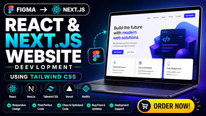convert figma design to react next js landing page with tailwind CSS