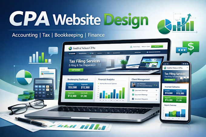 design CPA website accounting bookkeeping tax finance wordpress