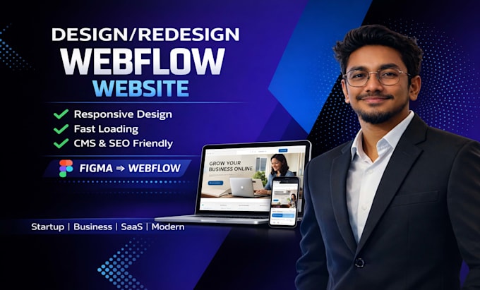 design a modern webflow website, landing page or webflow cms site