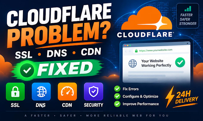 fix cloudflare SSL, dns, CDN and website connection errors
