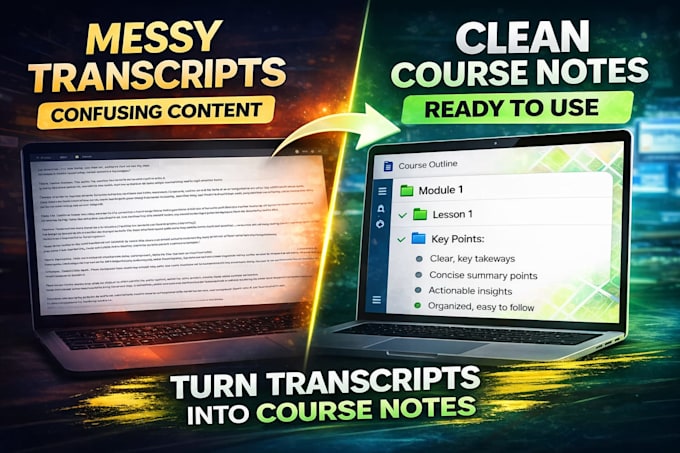 convert webinar transcripts into course notes