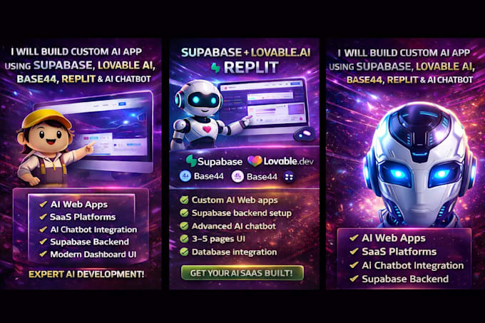 build custom ai app using supabase ai chatbot loveable ai dev base44 app replit