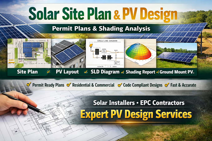 Pv Development Layout Projeto de layout de site solar, diagrama sld, relatório de ...
