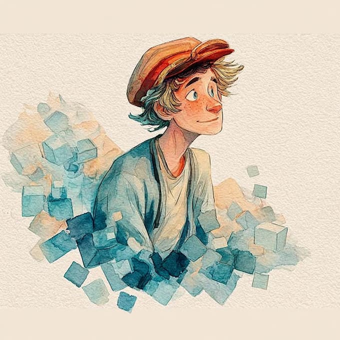 create unique watercolor character illustration