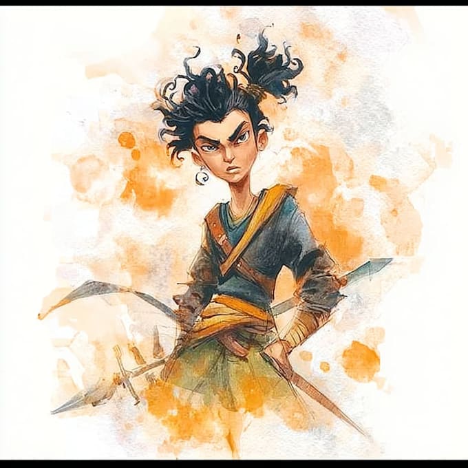 create unique watercolor character illustration