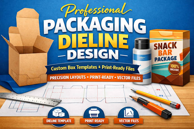 create professional dieline design box packaging design diecut box template