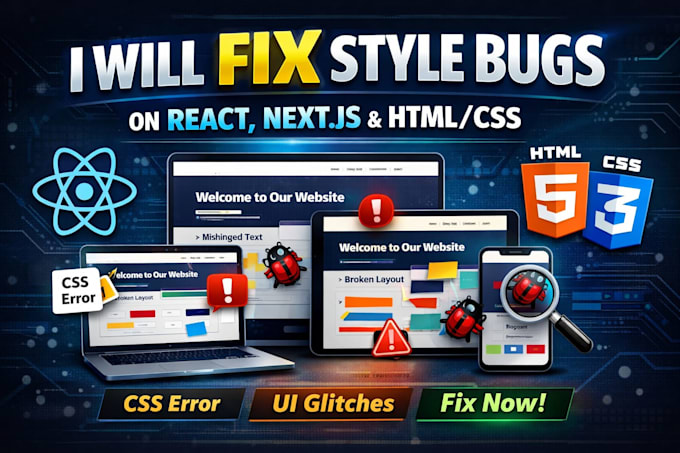 fix style bugs on react, nextjs or simple HTML CSS website