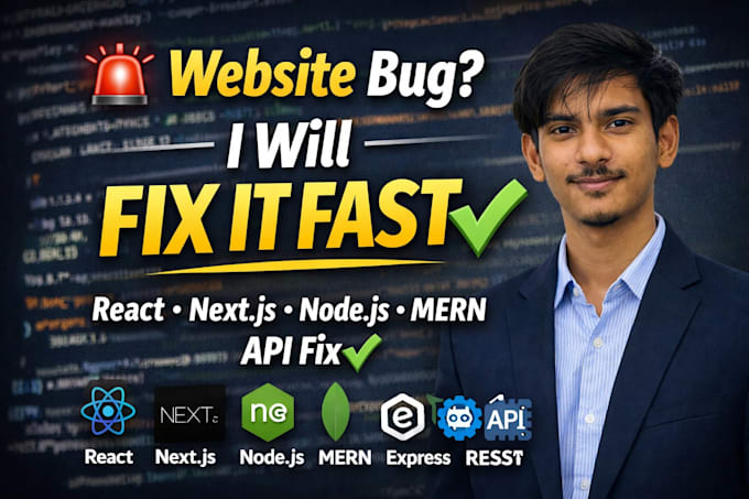 fix react, next js, node js, API bugs fast