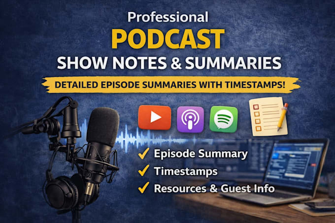 write professional podcast show notes and episode summaries