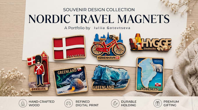 create custom city magnet illustration for souvenirs