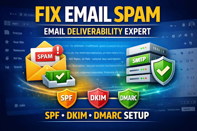 fix email deliverability, smtp setup, spf dkim dmarc and inbox placement