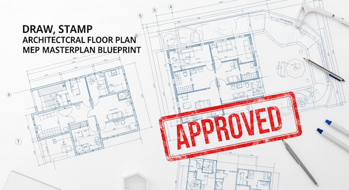 draw and stamp architectural floor plan mep masterplan blueprint