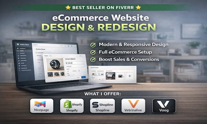 create design nicepage vetrinalive shopline ecommerce website builder redesign