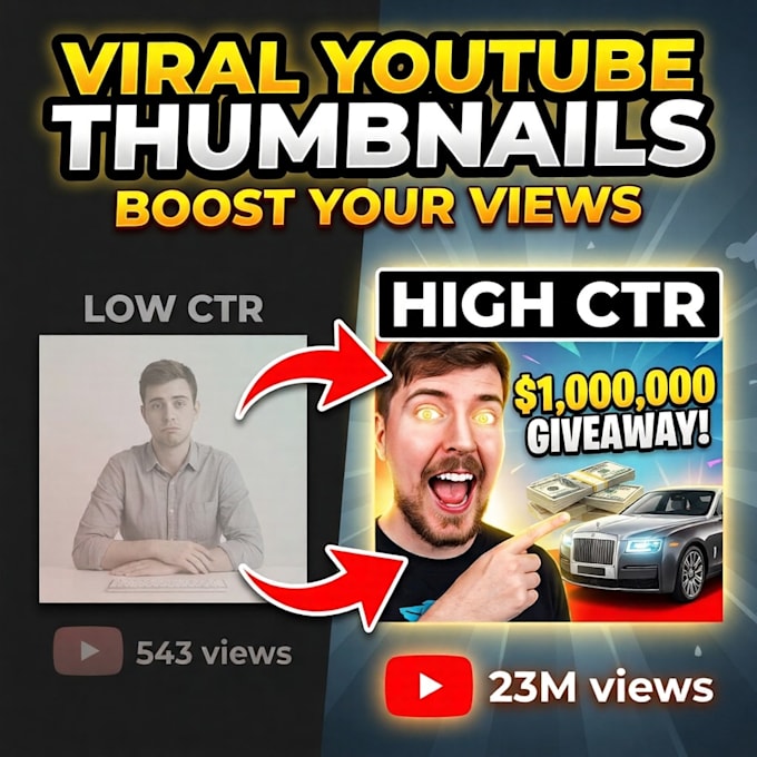 design professional youtube thumbnails for more clicks