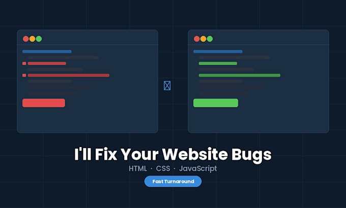 fix HTML CSS javascript website bugs and errors