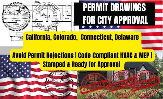 provide pe stamp structural engineering permit ready drawings for ca, co, ct, de