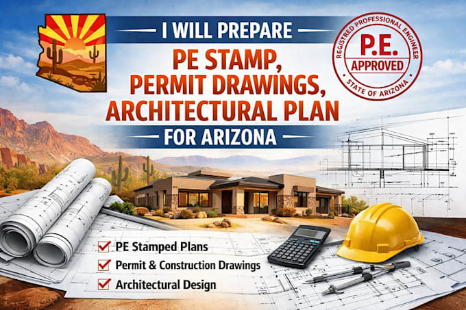 prepare pe stamp, permit drawings, architectural plan for arizona