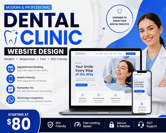 design a wordpress website for dental clinic or dentist