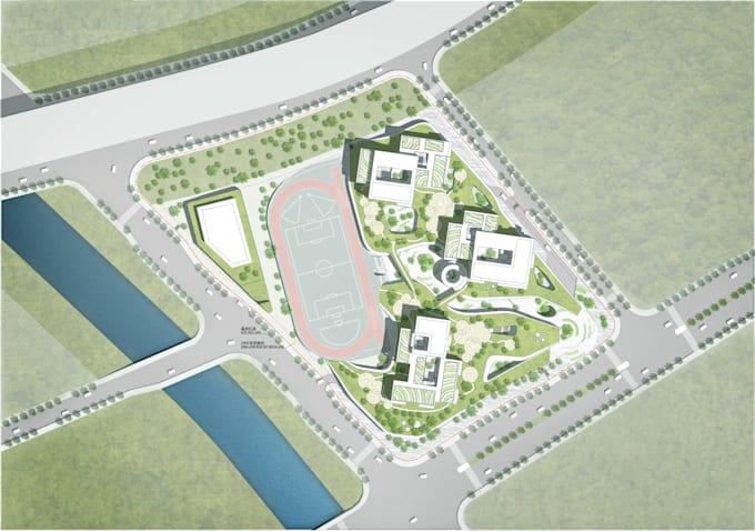 turn 2d master plan to 3d landscape rendering, 3d site layout aerial view design