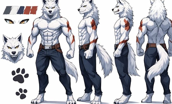 Draw custom furry reference sheet for your oc, fursona, furry character ...