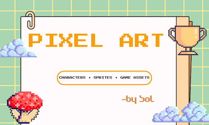 create pixel art like designs , characters or assets