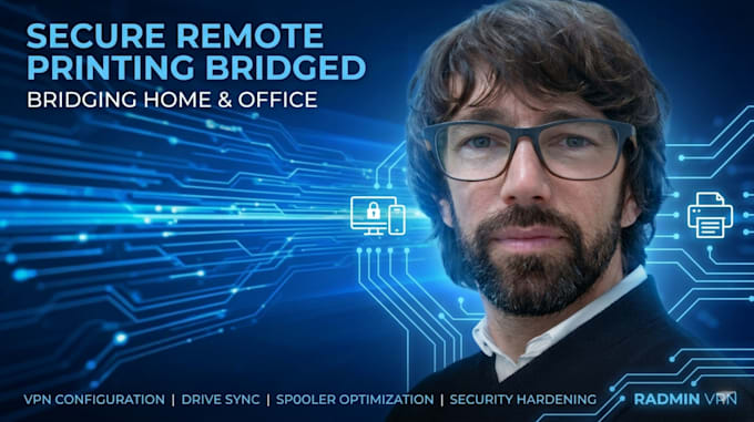 setup secure remote printing from home to office using VPN