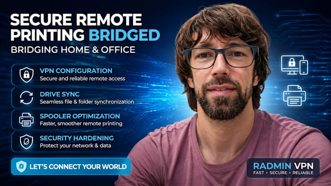 setup secure remote printing from home to office using VPN