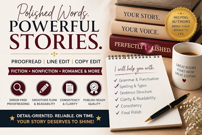 proofread line, copy edit fiction non fiction romance book