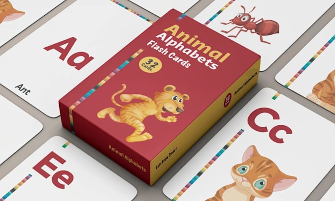 design educational memory flash cards kids playing card game box design