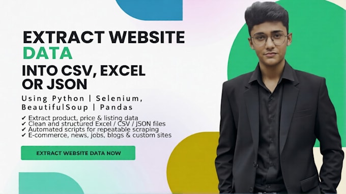 scrape website data into excel, CSV, or json using python